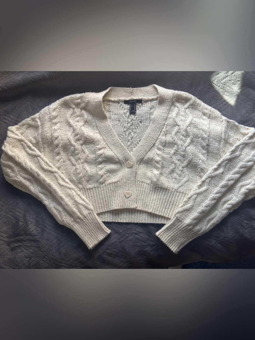 Forever 21 Cream Cable Knit Button-Front Cardigan